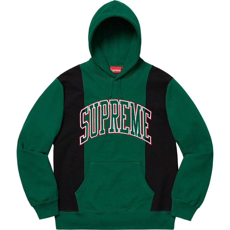 Details on Paneled Arc Hooded Sweatshirt Dark Green from fall winter 2019 (Price is $168)