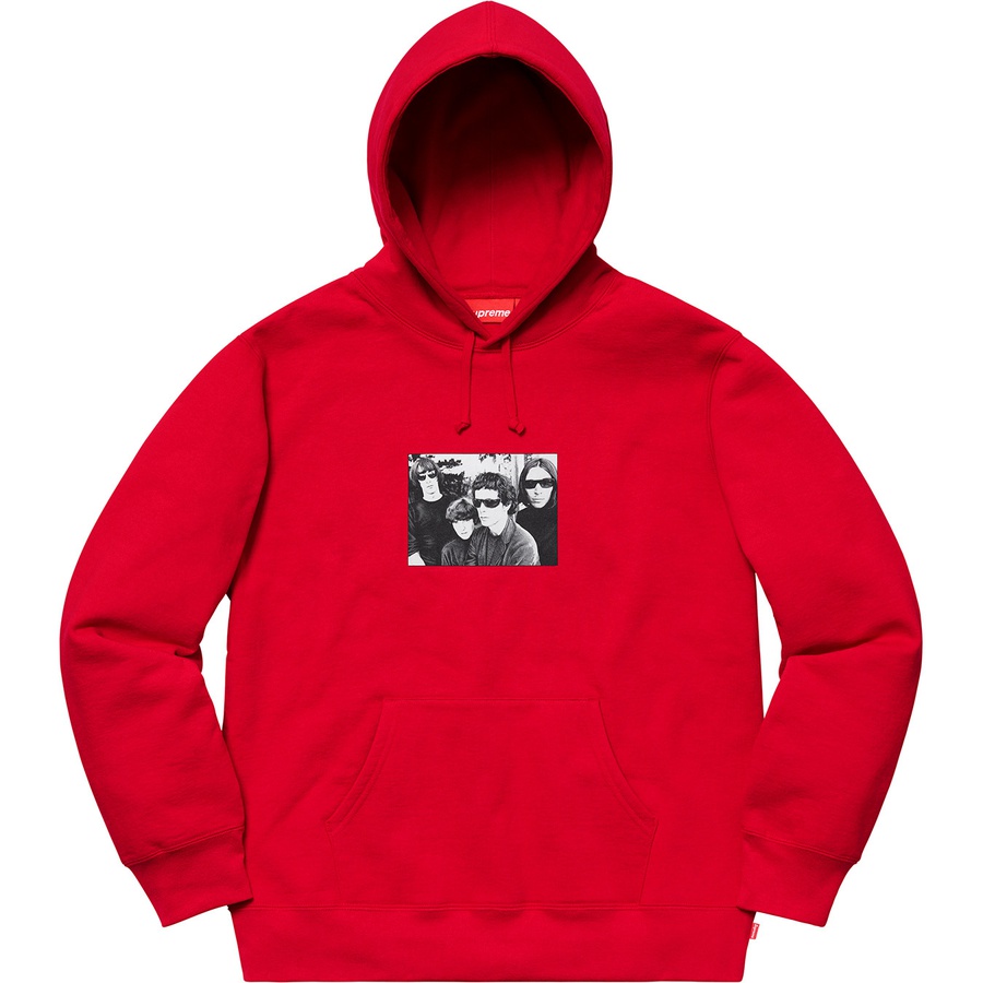 Details on Supreme The Velvet Underground Hooded Sweatshirt Red from fall winter 2019 (Price is $178)