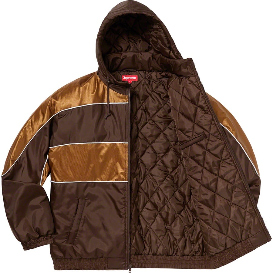 Details on Sports Piping Puffy Jacket Brown from fall winter 2019 (Price is $198)