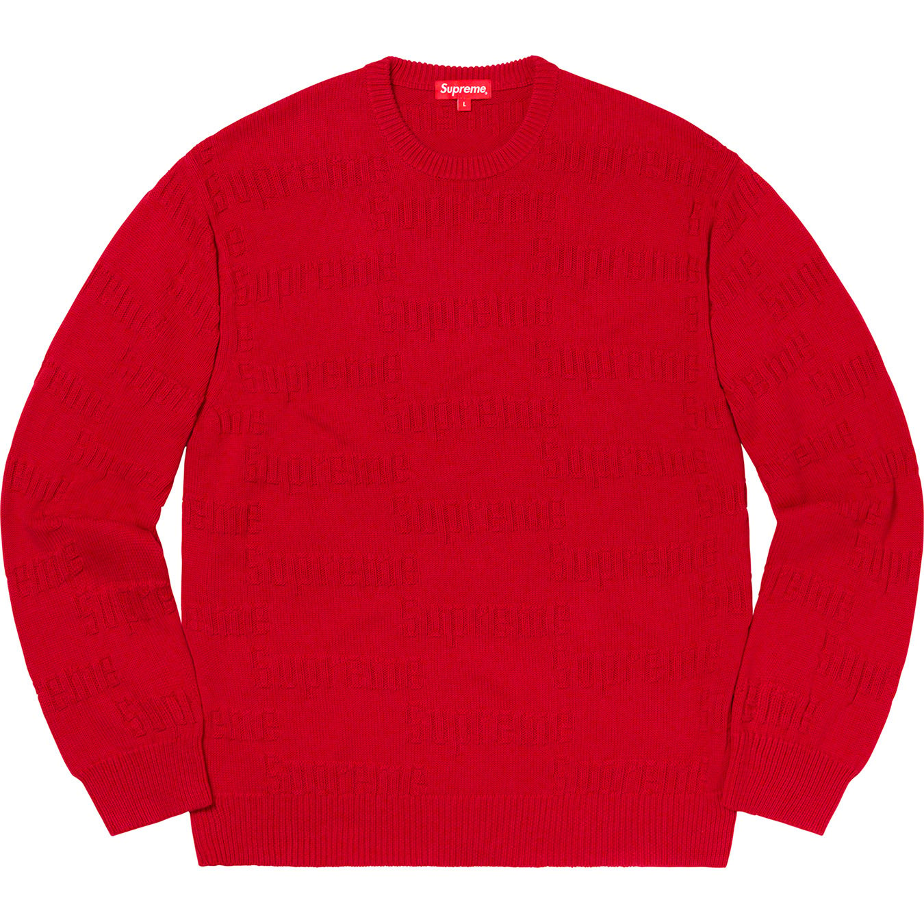 Supreme Raised Logo Sweater Red Men's - FW19 - US