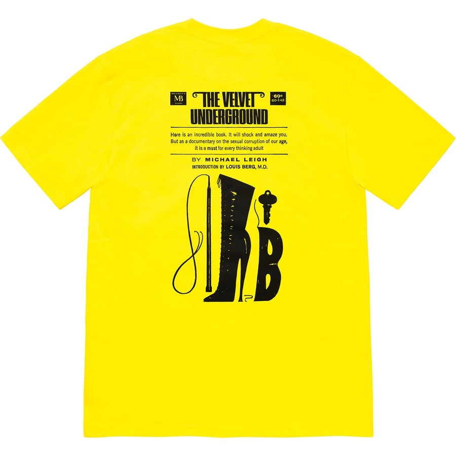 Details on Supreme The Velvet Underground Tee Yellow from fall winter 2019 (Price is $48)