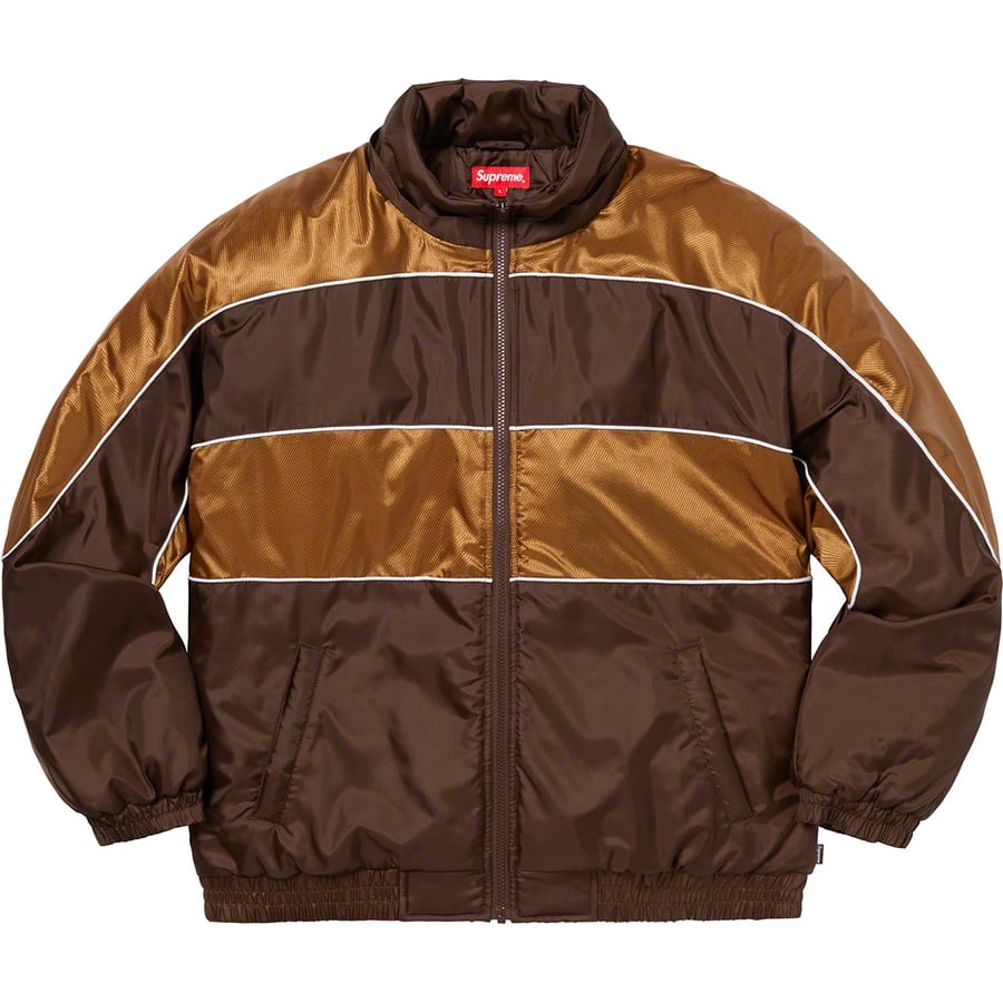 Details on Sports Piping Puffy Jacket Brown from fall winter 2019 (Price is $198)