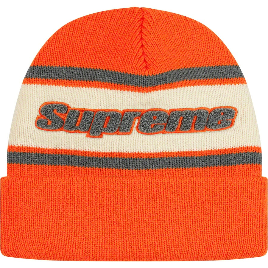 Details on Chenille Stripe Beanie Orange from fall winter
                                                    2019 (Price is $36)