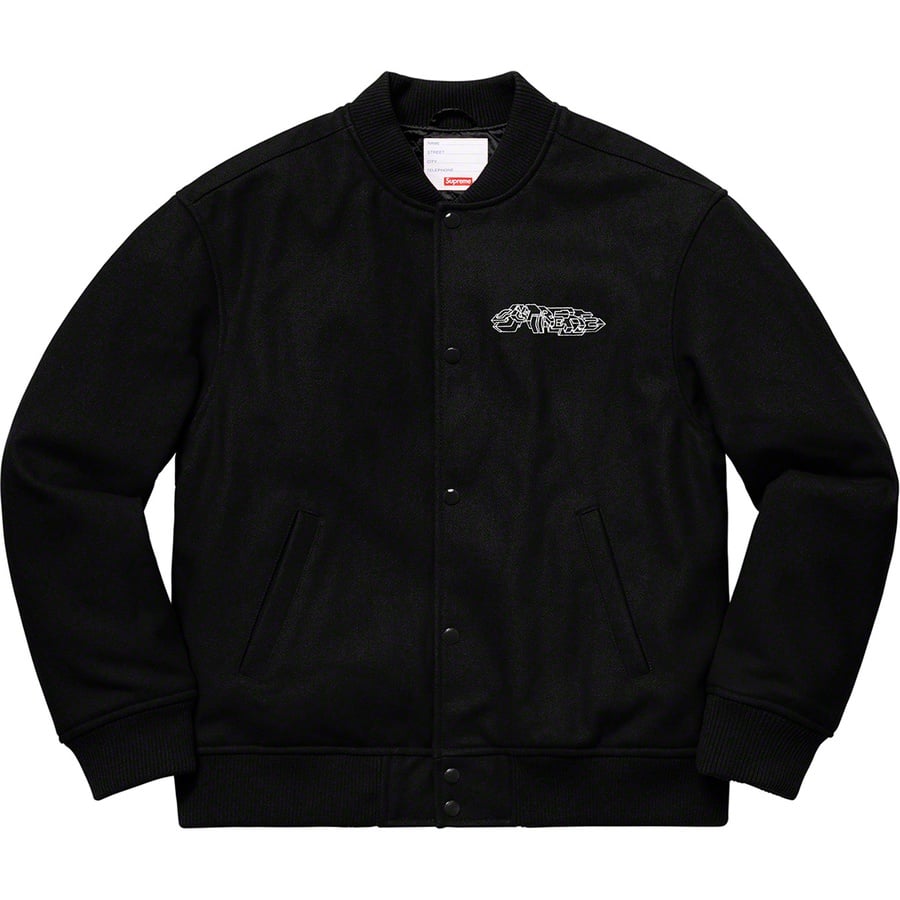 Details on Delta Logo Varsity Jacket Black from fall winter
                                                    2019 (Price is $338)