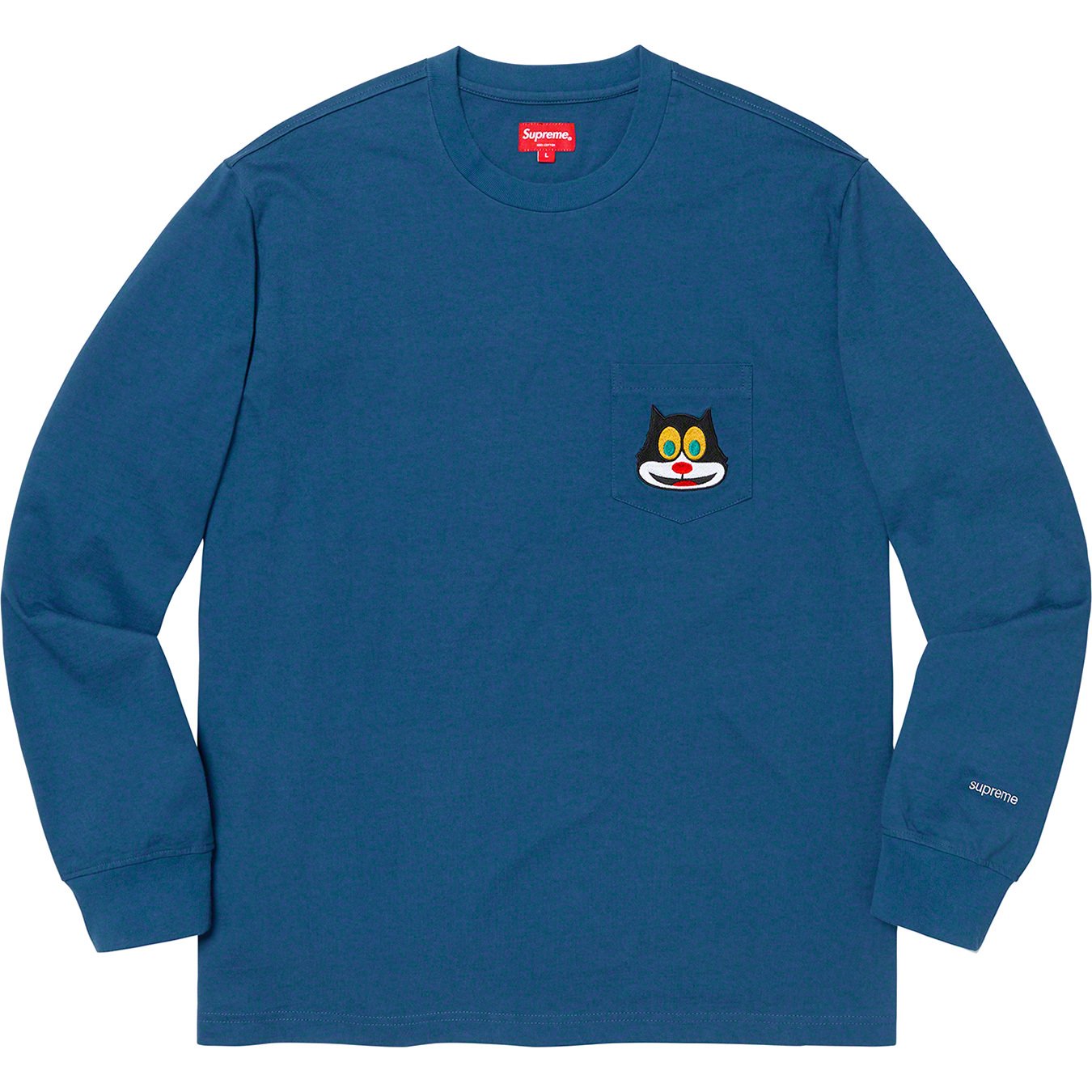 supreme cat l/s tee pocket