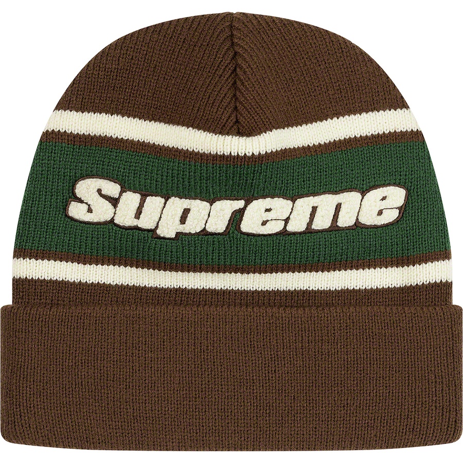 Details on Chenille Stripe Beanie Brown from fall winter 2019 (Price is $36)