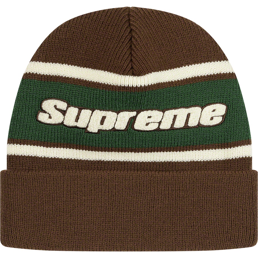 Details on Chenille Stripe Beanie Brown from fall winter
                                                    2019 (Price is $36)