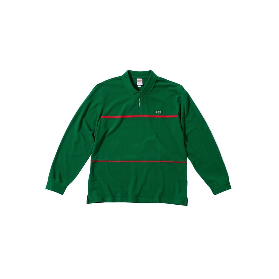 Details on Supreme LACOSTE Pique Zip L S Polo None from fall winter
                                                    2019 (Price is $148)