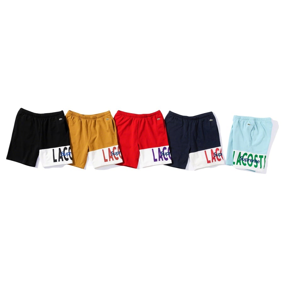 Details on Supreme LACOSTE Logo Panel Sweatshort from fall winter
                                            2019 (Price is $128)