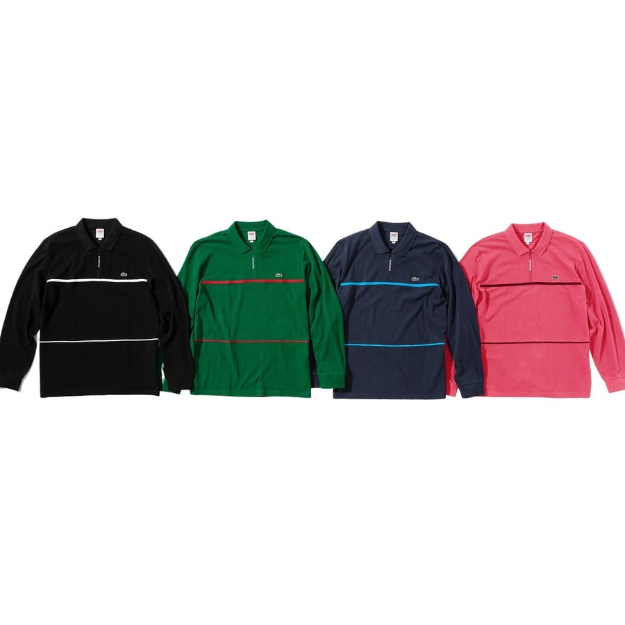 Details on Supreme LACOSTE Pique Zip L S Polo from fall winter
                                            2019 (Price is $148)