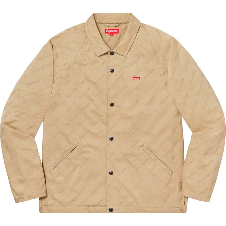 Details on Snap Front Jacquard Logos Twill Jacket Tan from fall winter 2019 (Price is $168)