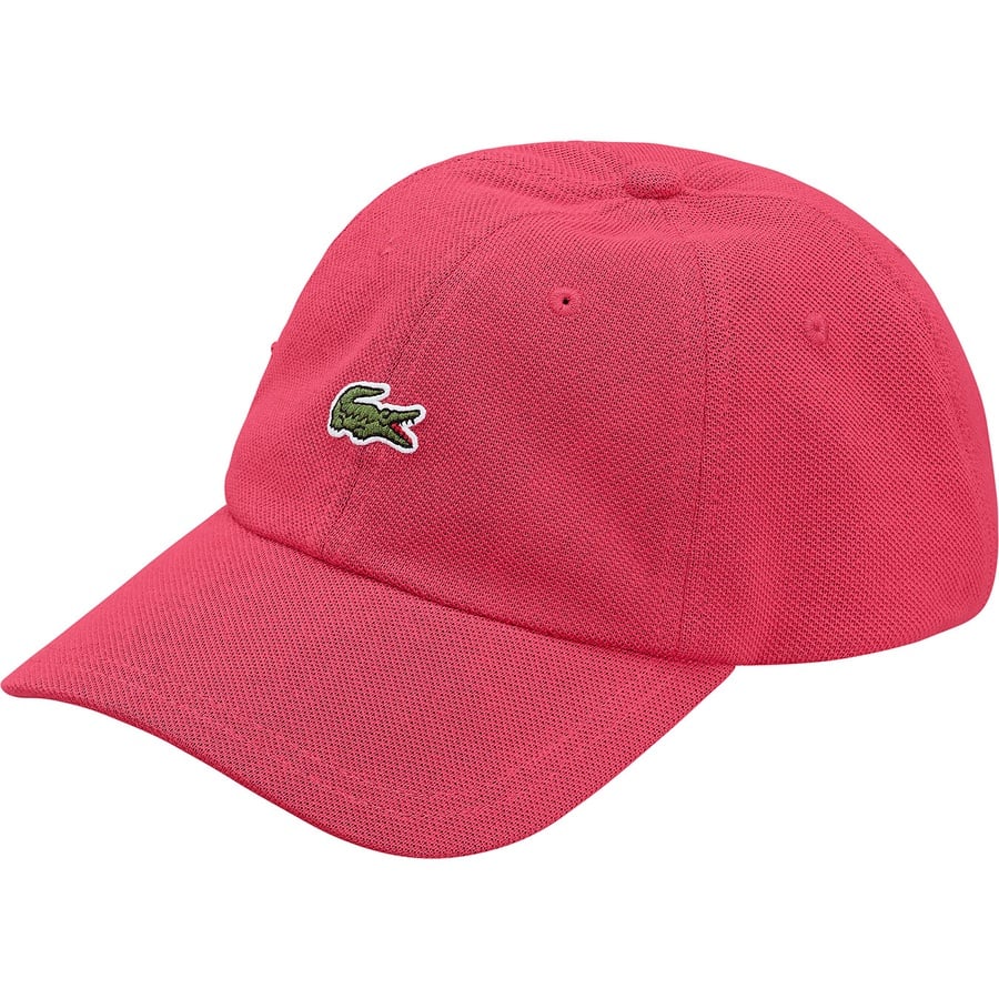 Details on Supreme LACOSTE Pique 6-Panel Pink from fall winter 2019 (Price is $68)