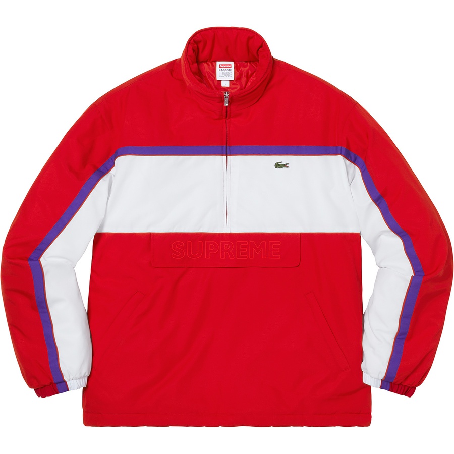 Details on Supreme LACOSTE Puffy Half Zip Pullover Red from fall winter 2019 (Price is $218)