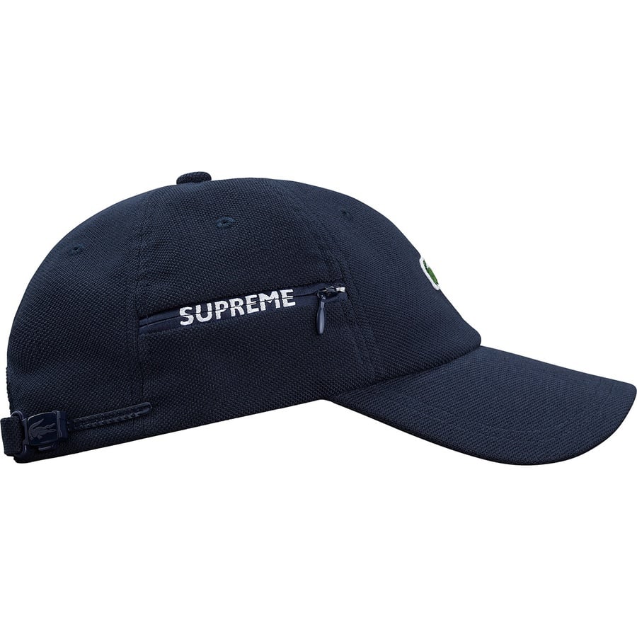 Details on Supreme LACOSTE Pique 6-Panel Navy from fall winter
                                                    2019 (Price is $68)