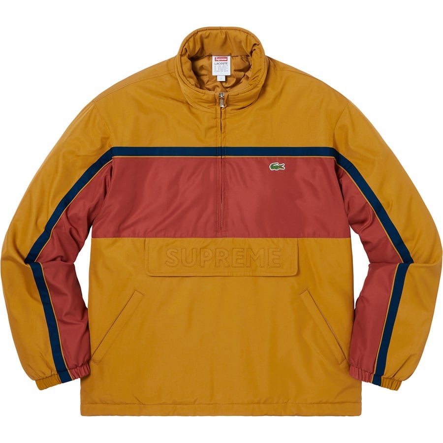 Details on Supreme LACOSTE Puffy Half Zip Pullover Gold from fall winter 2019 (Price is $218)
