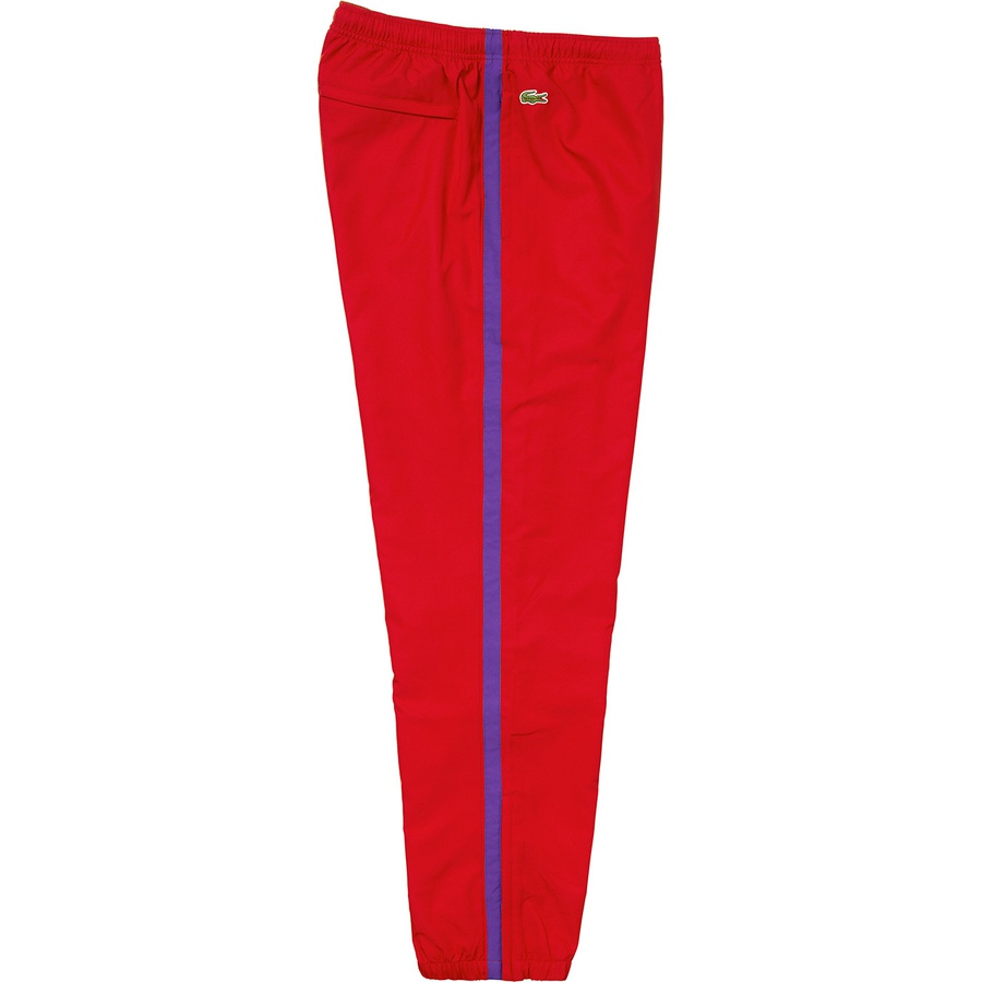 Details on Supreme LACOSTE Track Pant Red from fall winter 2019 (Price is $148)