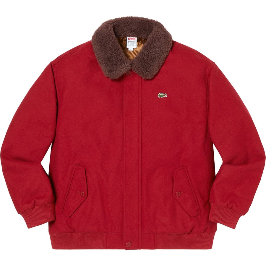 Details on Supreme LACOSTE Wool Bomber Jacket Red from fall winter
                                                    2019 (Price is $368)