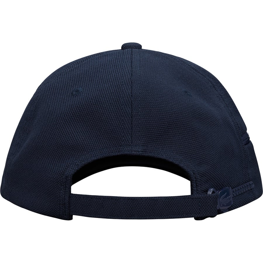 Details on Supreme LACOSTE Pique 6-Panel Navy from fall winter
                                                    2019 (Price is $68)