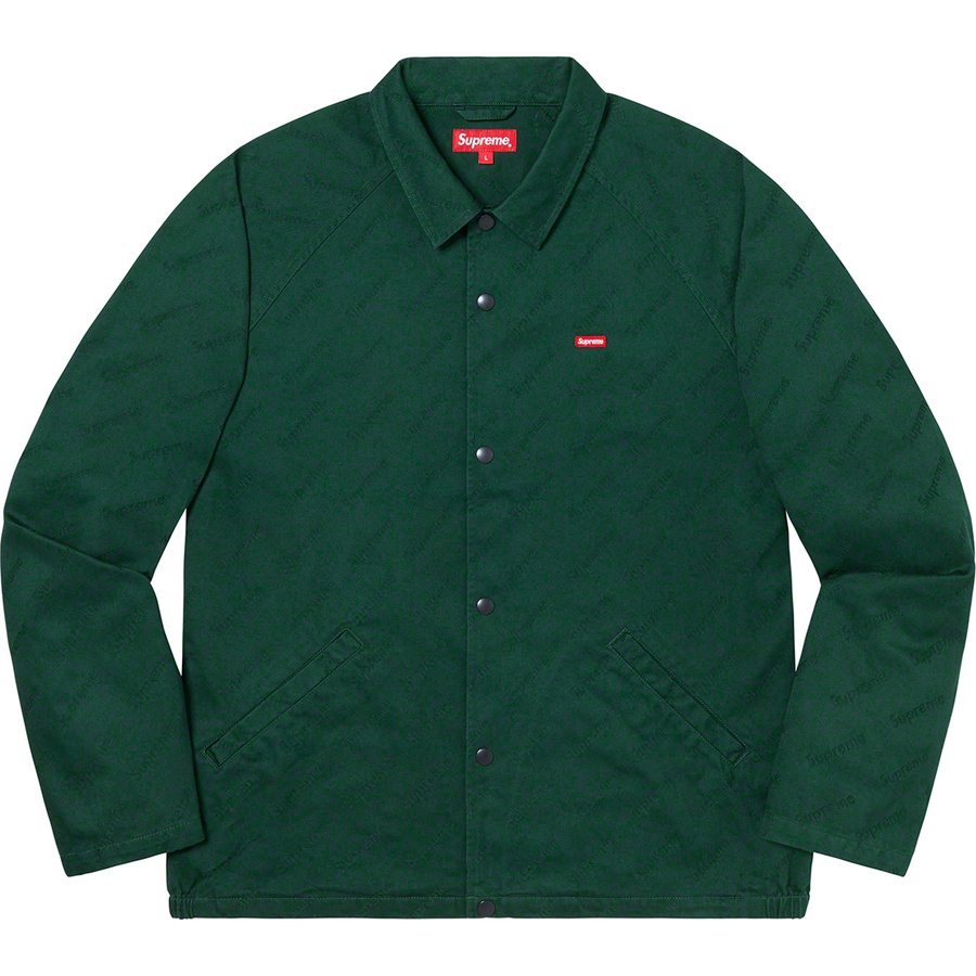Details on Snap Front Jacquard Logos Twill Jacket Forest Green from fall winter
                                                    2019 (Price is $168)