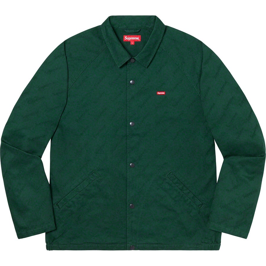 Details on Snap Front Jacquard Logos Twill Jacket Forest Green from fall winter
                                                    2019 (Price is $168)