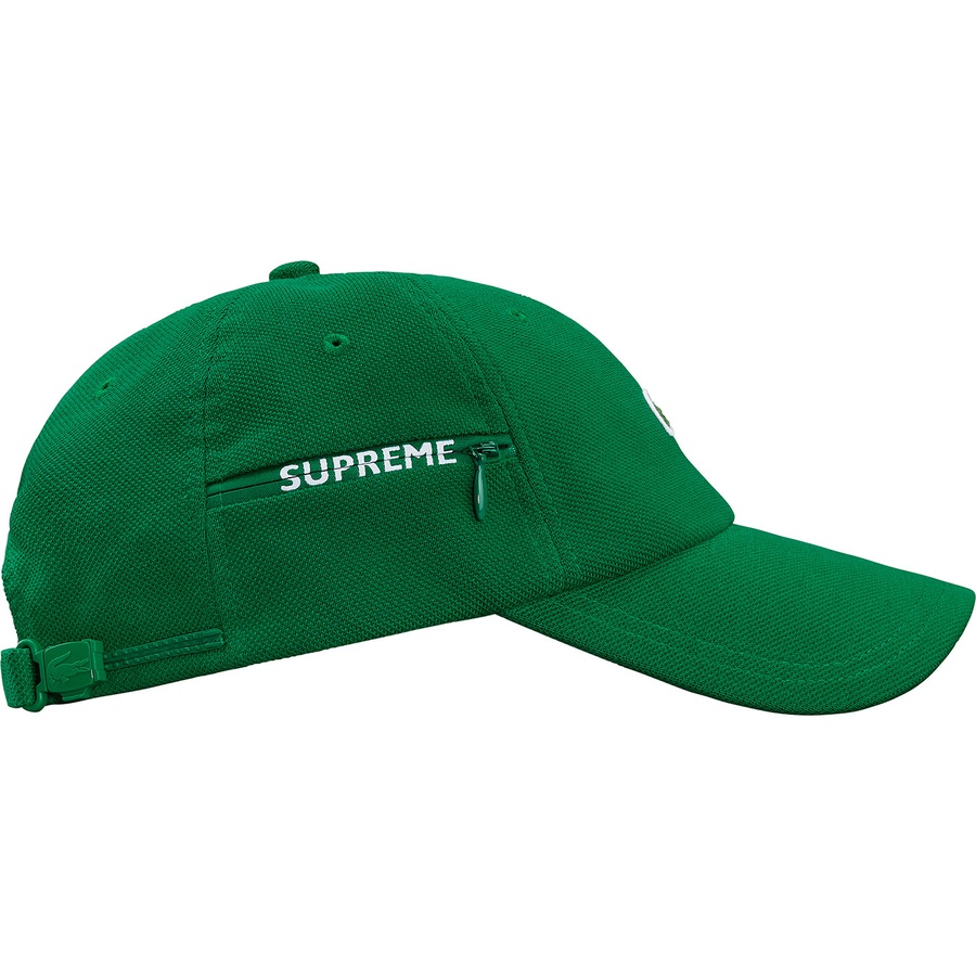 Details on Supreme LACOSTE Pique 6-Panel Green from fall winter
                                                    2019 (Price is $68)
