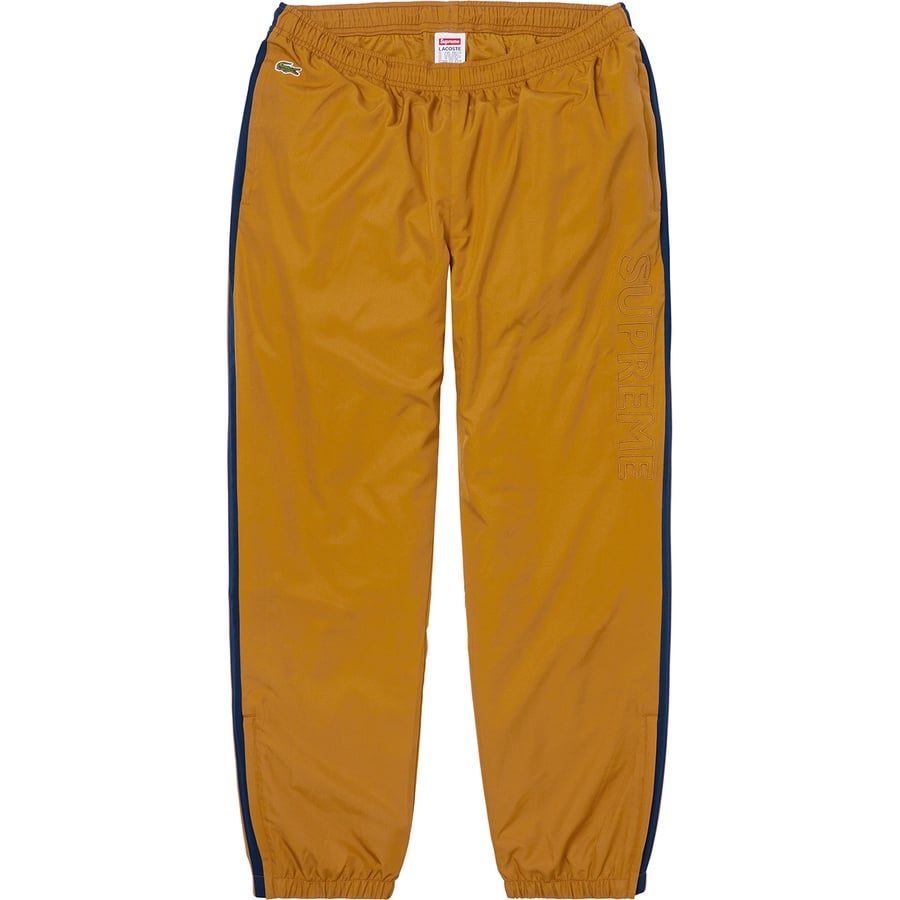 Details on Supreme LACOSTE Track Pant Gold from fall winter
                                                    2019 (Price is $148)