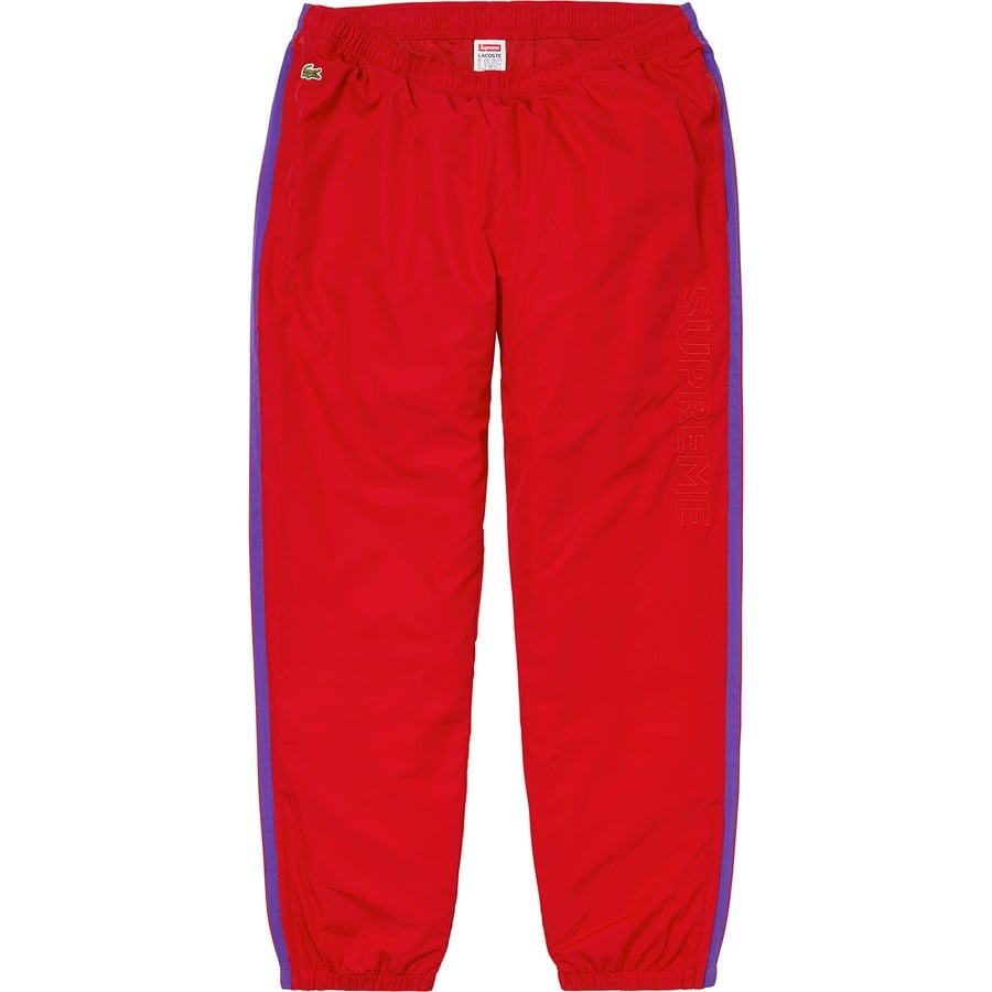 Details on Supreme LACOSTE Track Pant Red from fall winter 2019 (Price is $148)