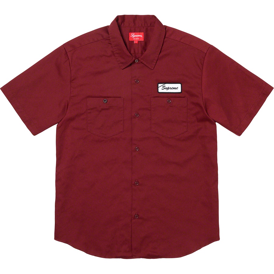Details on God's Favorite S S Work Shirt Burgundy from fall winter 2019 (Price is $128)