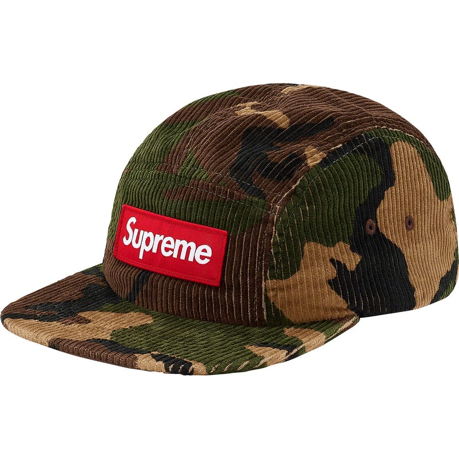 Details on Camo Corduroy Camp Cap Woodland Camo from fall winter 2019 (Price is $48)