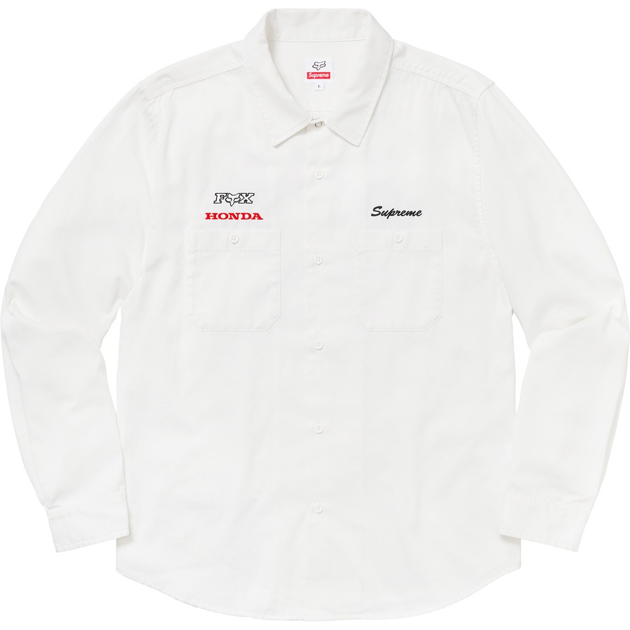 Details on Supreme Honda Fox Racing Work Shirt Off-White from fall winter
                                                    2019 (Price is $148)