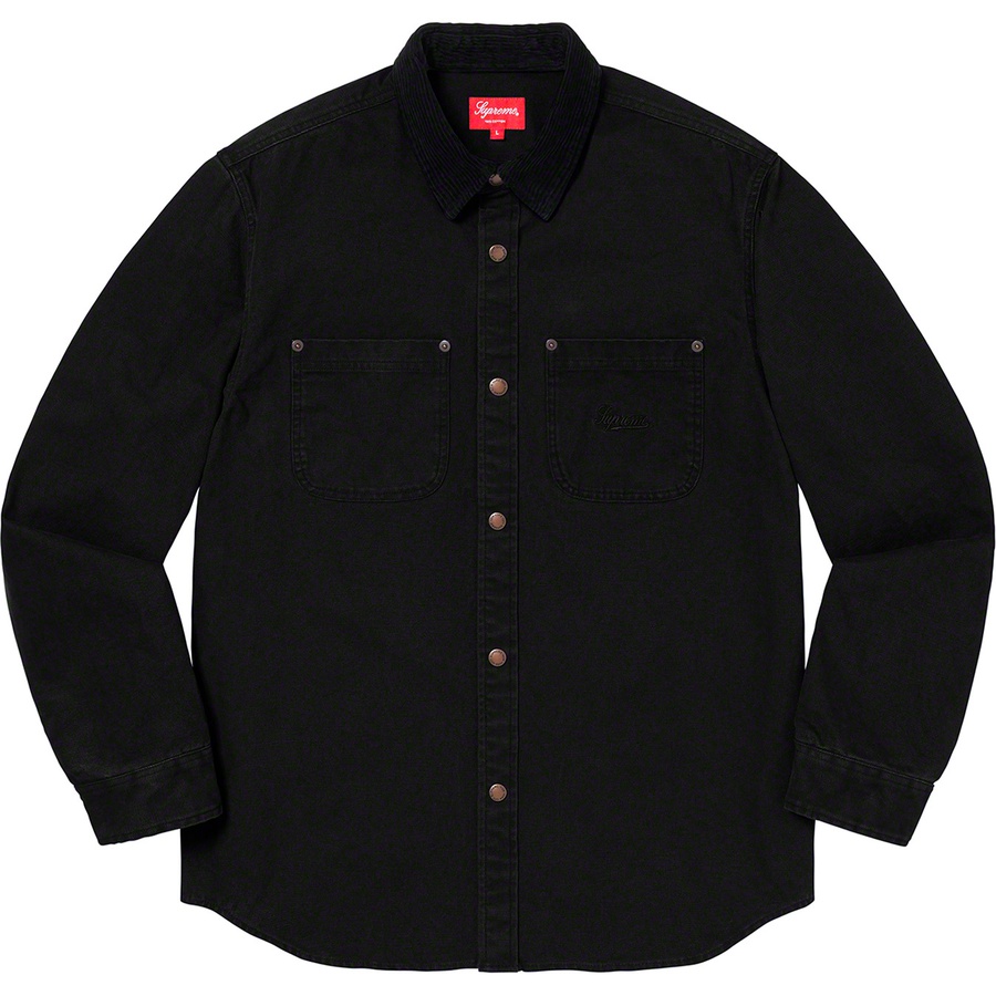 Details on Script Canvas Snap Shirt Black from fall winter
                                                    2019 (Price is $138)