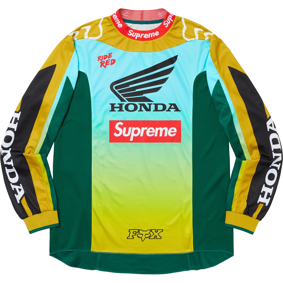 Details on Supreme Honda Fox Racing Moto Jersey Top Moss from fall winter 2019 (Price is $158)