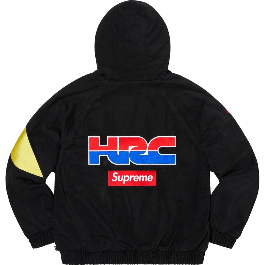 Details on Supreme Honda Fox Racing Puffy Zip Up Jacket Black from fall winter
                                                    2019 (Price is $258)