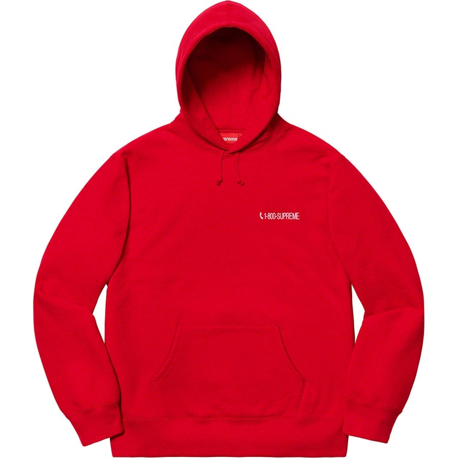 Details on 1-800 Hooded Sweatshirt Red from fall winter
                                                    2019 (Price is $168)