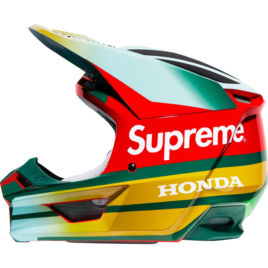 Details on Supreme Honda Fox Racing V1 Helmet Moss from fall winter
                                                    2019 (Price is $258)