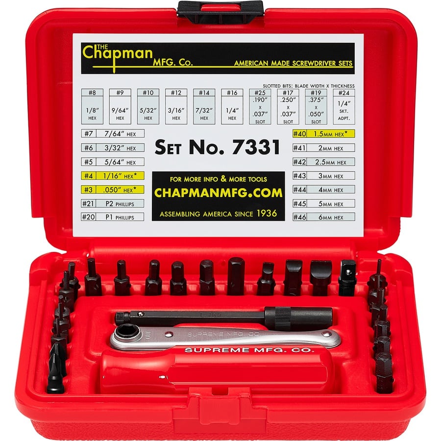 Details on Supreme Chapman Screwdriver Set Red from fall winter
                                                    2019 (Price is $68)