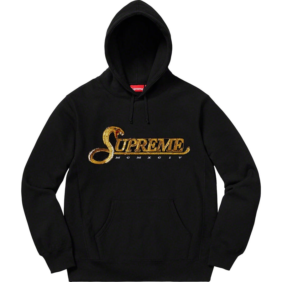 Details on Sequin Viper Hooded Sweatshirt Black from fall winter
                                                    2019 (Price is $168)