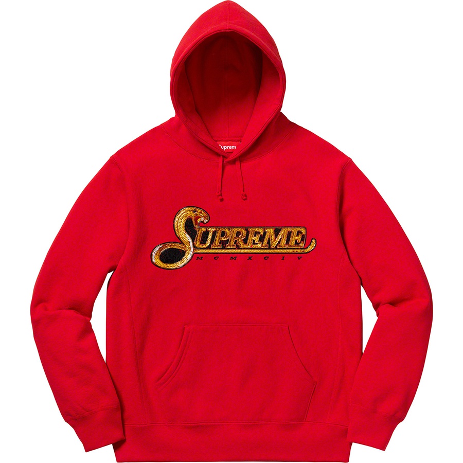 Details on Sequin Viper Hooded Sweatshirt Red from fall winter
                                                    2019 (Price is $168)