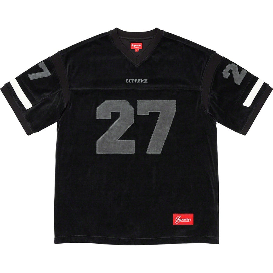 Details on Velour Football Jersey Black from fall winter
                                                    2019 (Price is $118)