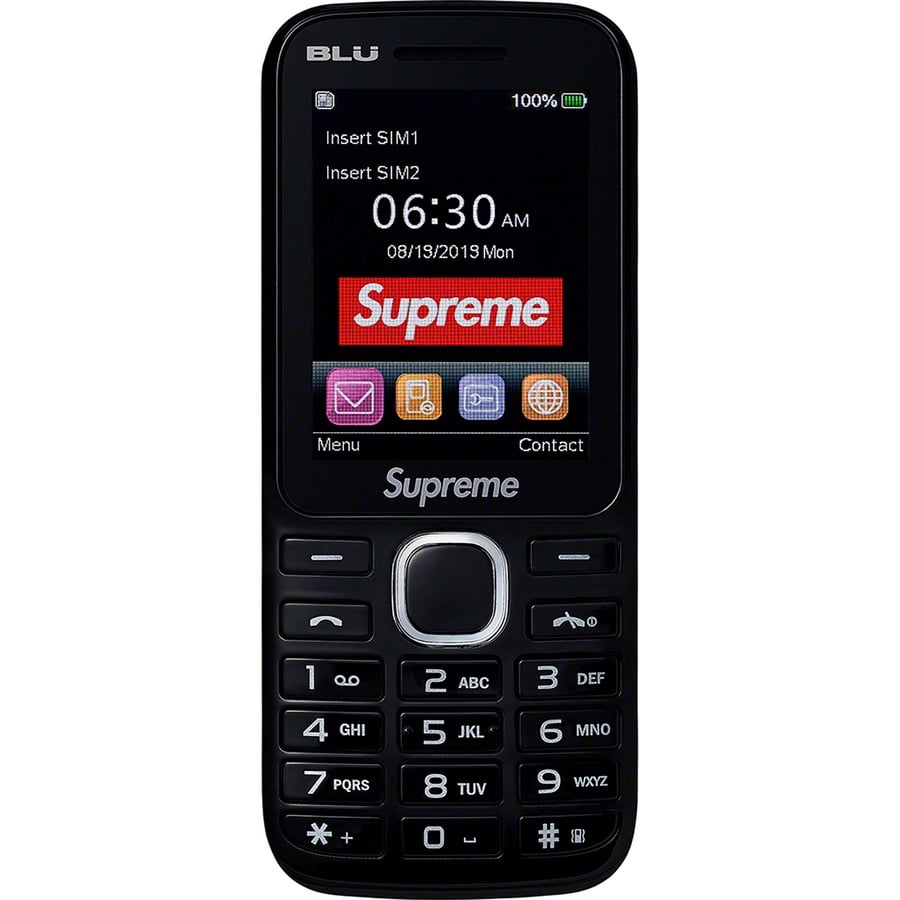 Details on Supreme BLU Burner Phone Black from fall winter
                                                    2019 (Price is $60)