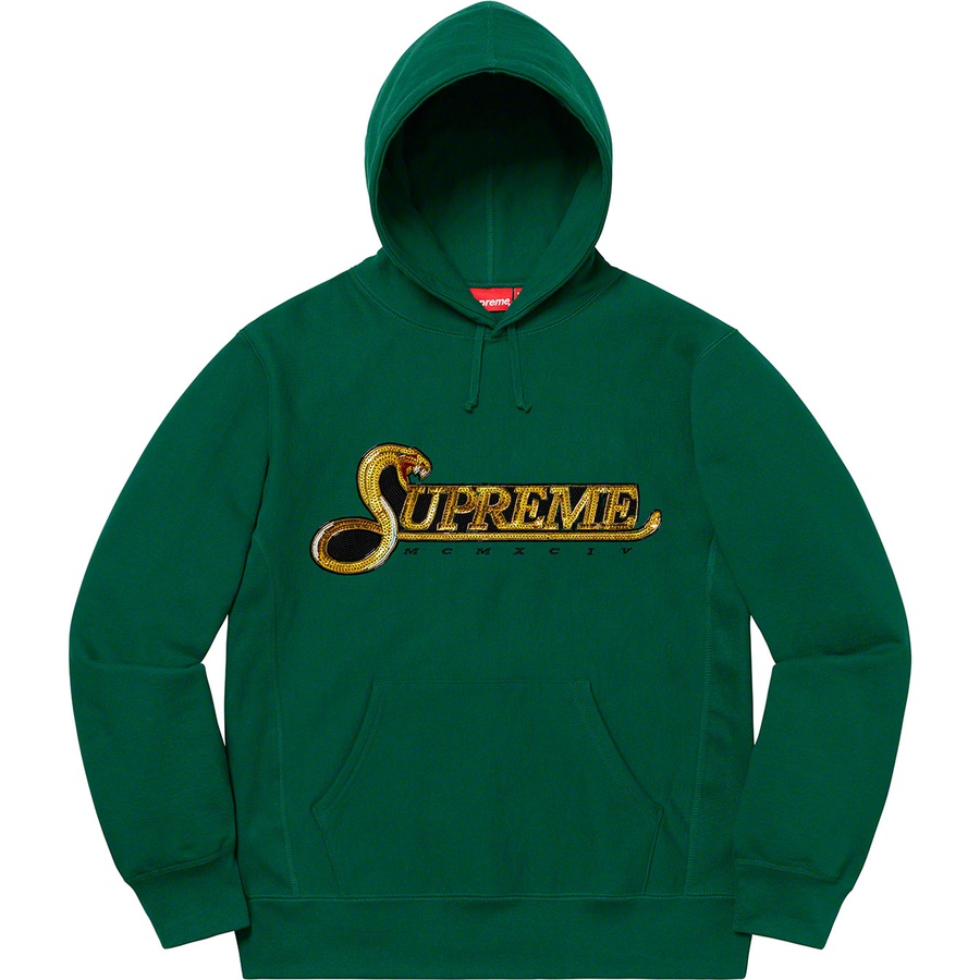 Details on Sequin Viper Hooded Sweatshirt Dark Green from fall winter
                                                    2019 (Price is $168)
