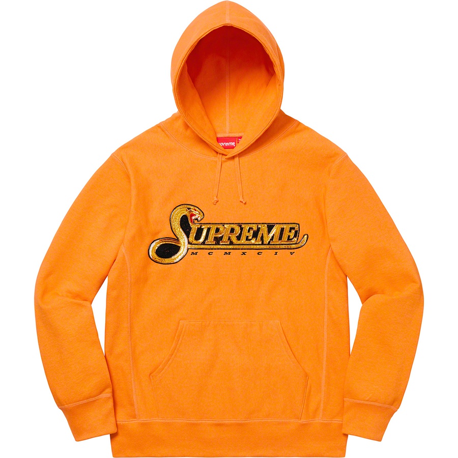 Details on Sequin Viper Hooded Sweatshirt Tangerine from fall winter 2019 (Price is $168)