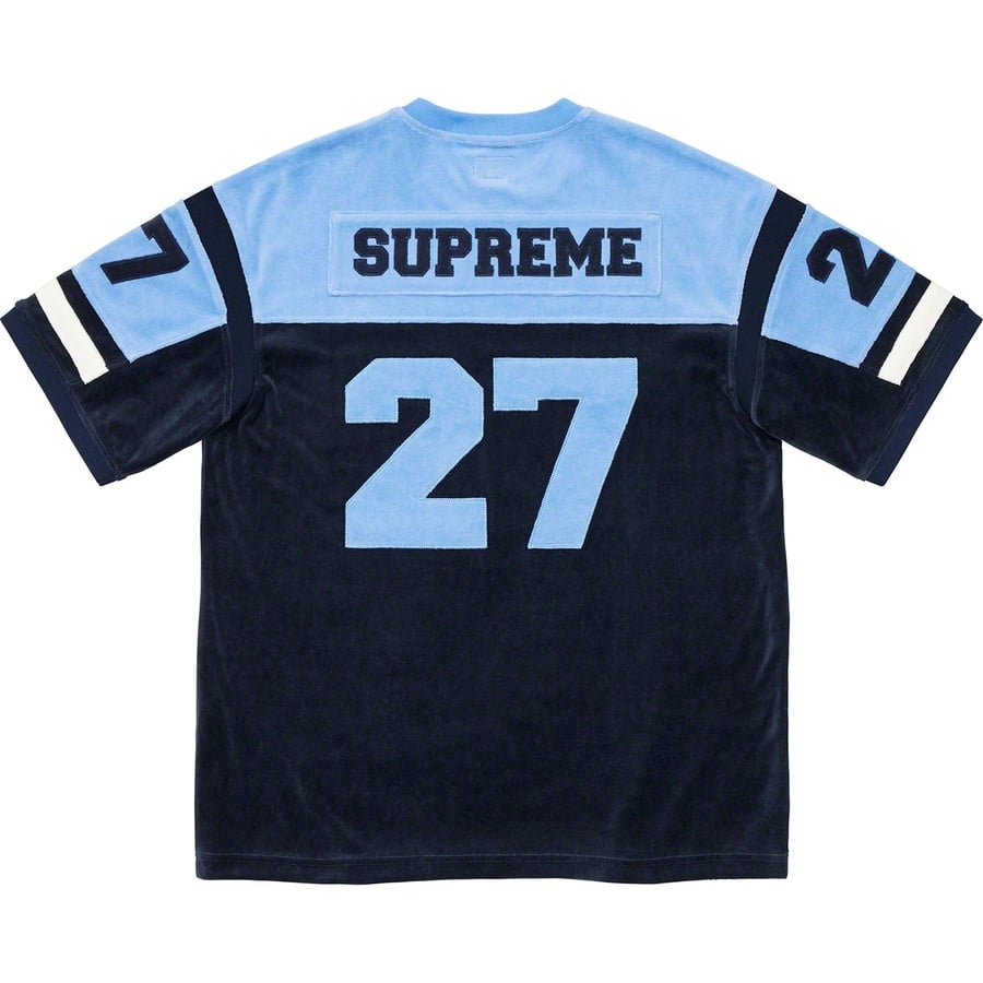Details on Velour Football Jersey Navy from fall winter 2019 (Price is $118)