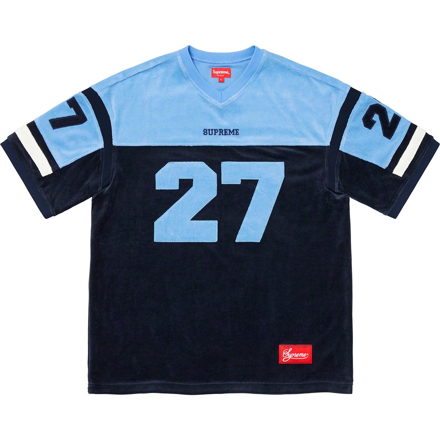Supreme Velour Football Jersey (FW19) - Navy - $118