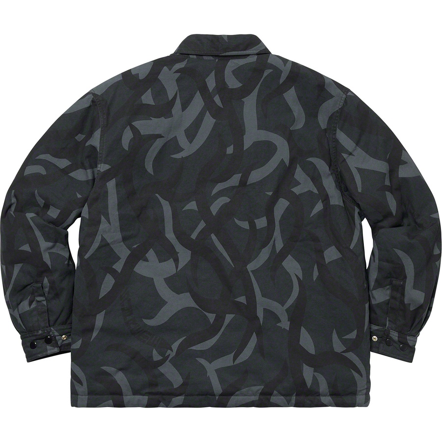 Details on Reversible Puffy Work Jacket Black Tribal Camo from fall winter 2019 (Price is $218)