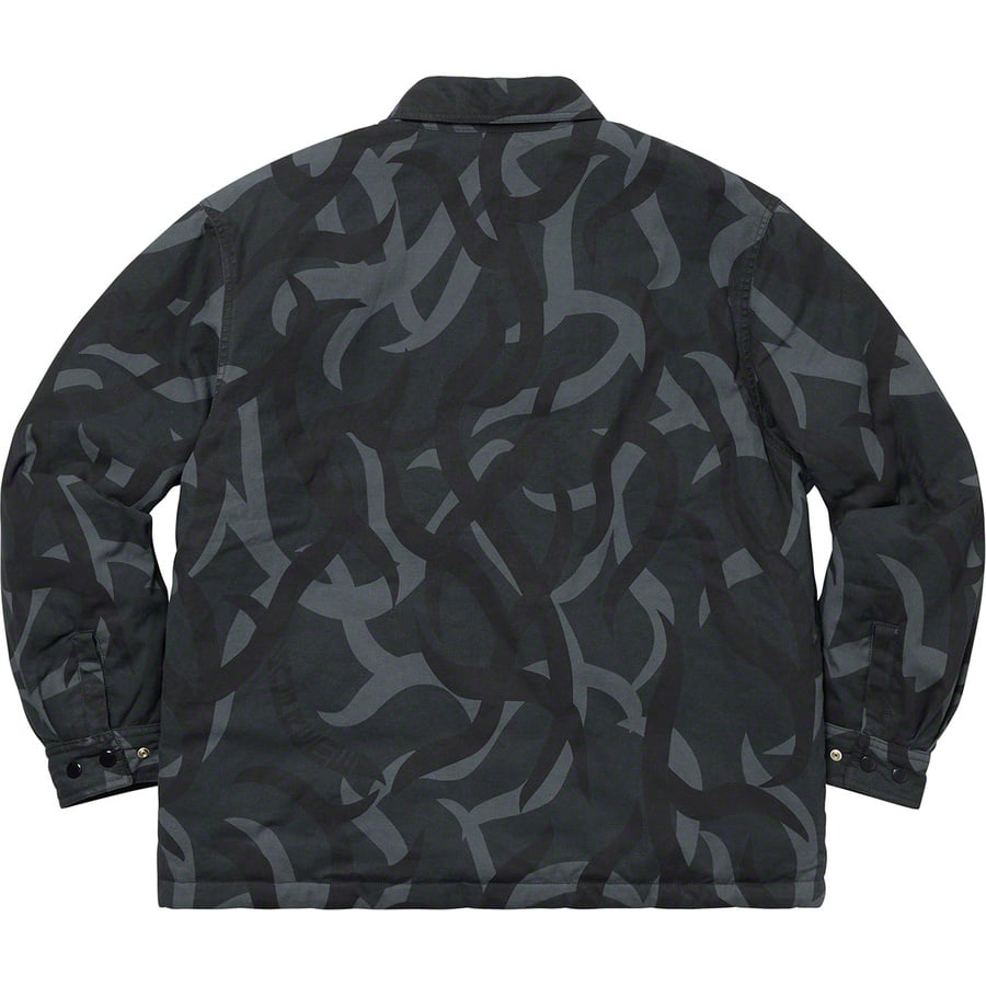 Details on Reversible Puffy Work Jacket Black Tribal Camo from fall winter
                                                    2019 (Price is $218)