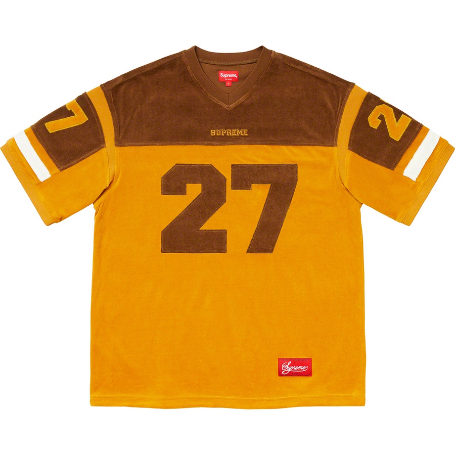 Details on Velour Football Jersey Mustard from fall winter
                                                    2019 (Price is $118)