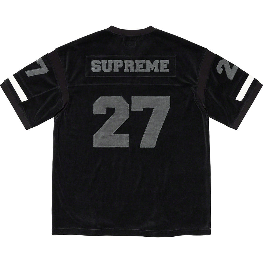 Details on Velour Football Jersey Black from fall winter
                                                    2019 (Price is $118)