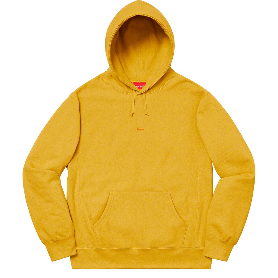 Details on Micro Logo Hooded Sweatshirt Mustard from fall winter 2019 (Price is $158)