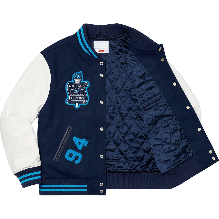 Details on Team Varsity Jacket Navy from fall winter
                                                    2019 (Price is $448)